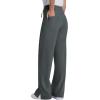 image:imageQBK Wide Leg Scrub Pants for Women  High Rise Straight Wide Leg Yoga Scrub Uniform Pants AntiWrinkle amp Knit Yoga WaistbandGrey