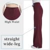 image:imageQBK Wide Leg Scrub Pants for Women  High Rise Straight Wide Leg Yoga Scrub Uniform Pants AntiWrinkle amp Knit Yoga WaistbandWine