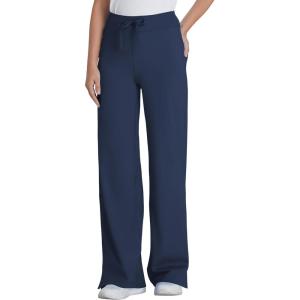 image:imageQBK Wide Leg Scrub Pants for Women  High Rise Straight Wide Leg Yoga Scrub Uniform Pants AntiWrinkle amp Knit Yoga WaistbandNavy