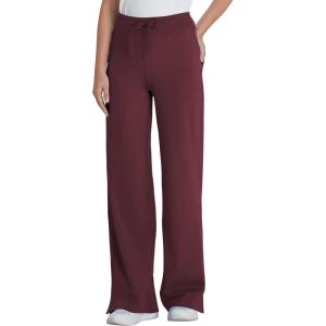 image:imageQBK Wide Leg Scrub Pants for Women  High Rise Straight Wide Leg Yoga Scrub Uniform Pants AntiWrinkle amp Knit Yoga WaistbandWine