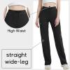 image:imageQBK High Rise Yoga Scrub Pants Women  Straight Wide Leg Uniform Pants with Cargo Pocket AntiWrinkle amp Knit Yoga WaistbandBlack