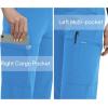 image:imageQBK High Rise Yoga Scrub Pants Women  Straight Wide Leg Uniform Pants with Cargo Pocket AntiWrinkle amp Knit Yoga WaistbandCeil Blue