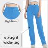 image:imageQBK High Rise Yoga Scrub Pants Women  Straight Wide Leg Uniform Pants with Cargo Pocket AntiWrinkle amp Knit Yoga WaistbandCeil Blue