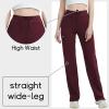 image:imageQBK High Rise Yoga Scrub Pants Women  Straight Wide Leg Uniform Pants with Cargo Pocket AntiWrinkle amp Knit Yoga WaistbandWine