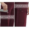 image:imageQBK High Rise Yoga Scrub Pants Women  Straight Wide Leg Uniform Pants with Cargo Pocket AntiWrinkle amp Knit Yoga WaistbandWine