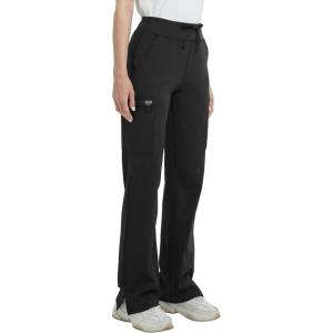 image:imageQBK High Rise Yoga Scrub Pants Women  Straight Wide Leg Uniform Pants with Cargo Pocket AntiWrinkle amp Knit Yoga WaistbandBlack