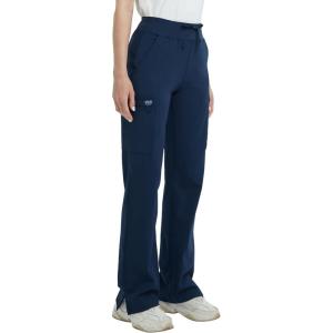 image:imageQBK High Rise Yoga Scrub Pants Women  Straight Wide Leg Uniform Pants with Cargo Pocket AntiWrinkle amp Knit Yoga WaistbandNavy