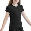 image:imageQBK Girls Cotton T Shirts 2T12Years Puff Sleeve Crew Neck Tops for Toddlers amp KidsBlack