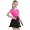 image:imageQBK Girls Cotton T Shirts 2T12Years Puff Sleeve Crew Neck Tops for Toddlers amp KidsHot Pink