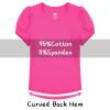 image:imageQBK Girls Cotton T Shirts 2T12Years Puff Sleeve Crew Neck Tops for Toddlers amp KidsHot Pink