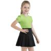 image:imageQBK Girls Cotton T Shirts 2T12Years Puff Sleeve Crew Neck Tops for Toddlers amp KidsLight Green