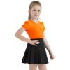 image:imageQBK Girls Cotton T Shirts 2T12Years Puff Sleeve Crew Neck Tops for Toddlers amp KidsOrange