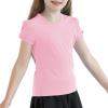 image:imageQBK Girls Cotton T Shirts 2T12Years Puff Sleeve Crew Neck Tops for Toddlers amp KidsPink