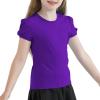 image:imageQBK Girls Cotton T Shirts 2T12Years Puff Sleeve Crew Neck Tops for Toddlers amp KidsPurple