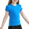 image:imageQBK Girls Cotton T Shirts 2T12Years Puff Sleeve Crew Neck Tops for Toddlers amp KidsRoyal Blue