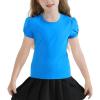 image:imageQBK Girls Cotton T Shirts 2T12Years Puff Sleeve Crew Neck Tops for Toddlers amp KidsRoyal Blue