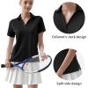 image:imageQBK Womens Golf Polo Shirt UPF 50 Dry Fit Collared VNeck Short Sleeve Tennis TopBlack