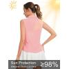 image:imageQBK Womens Sleeveless Golf Polo Shirts VNeck Collared Tennis Tank Tops UPF 50 Quick Dry Lightweight Athletic ShirtLight Pink