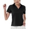 image:imageQBK Womens Golf Polo Shirt UPF 50 Dry Fit Collared VNeck Short Sleeve Tennis TopBlack