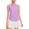 image:imageQBK Womens Sleeveless Golf Polo Shirts VNeck Collared Tennis Tank Tops UPF 50 Quick Dry Lightweight Athletic ShirtLight Purple