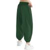 image:imageQBK 3T14Years Girls Summer Lightweight Baggy Joggers with PocketsWide Leg Sweatpants Cinched Bottom Hip Hop Dance PantsArmy Green117