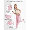 image:imageQBK 3T14Years Girls Summer Lightweight Baggy Joggers with PocketsWide Leg Sweatpants Cinched Bottom Hip Hop Dance PantsLight Pink114