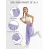 image:imageQBK 3T14Years Girls Summer Lightweight Baggy Joggers with PocketsWide Leg Sweatpants Cinched Bottom Hip Hop Dance PantsLight Purple229