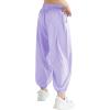 image:imageQBK 3T14Years Girls Summer Lightweight Baggy Joggers with PocketsWide Leg Sweatpants Cinched Bottom Hip Hop Dance PantsLight Purple229
